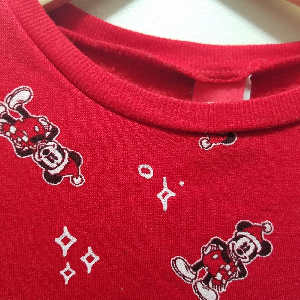 Disney Santa Mickey Mouse Red Kids XL 16 Sweatshirt Christmas Holiday Festive